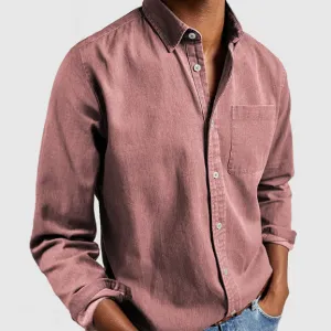 Marlver | Mens Denim Shirt Long Sleeve in Black, Grey or Indigo Casual Smart Cotton Style