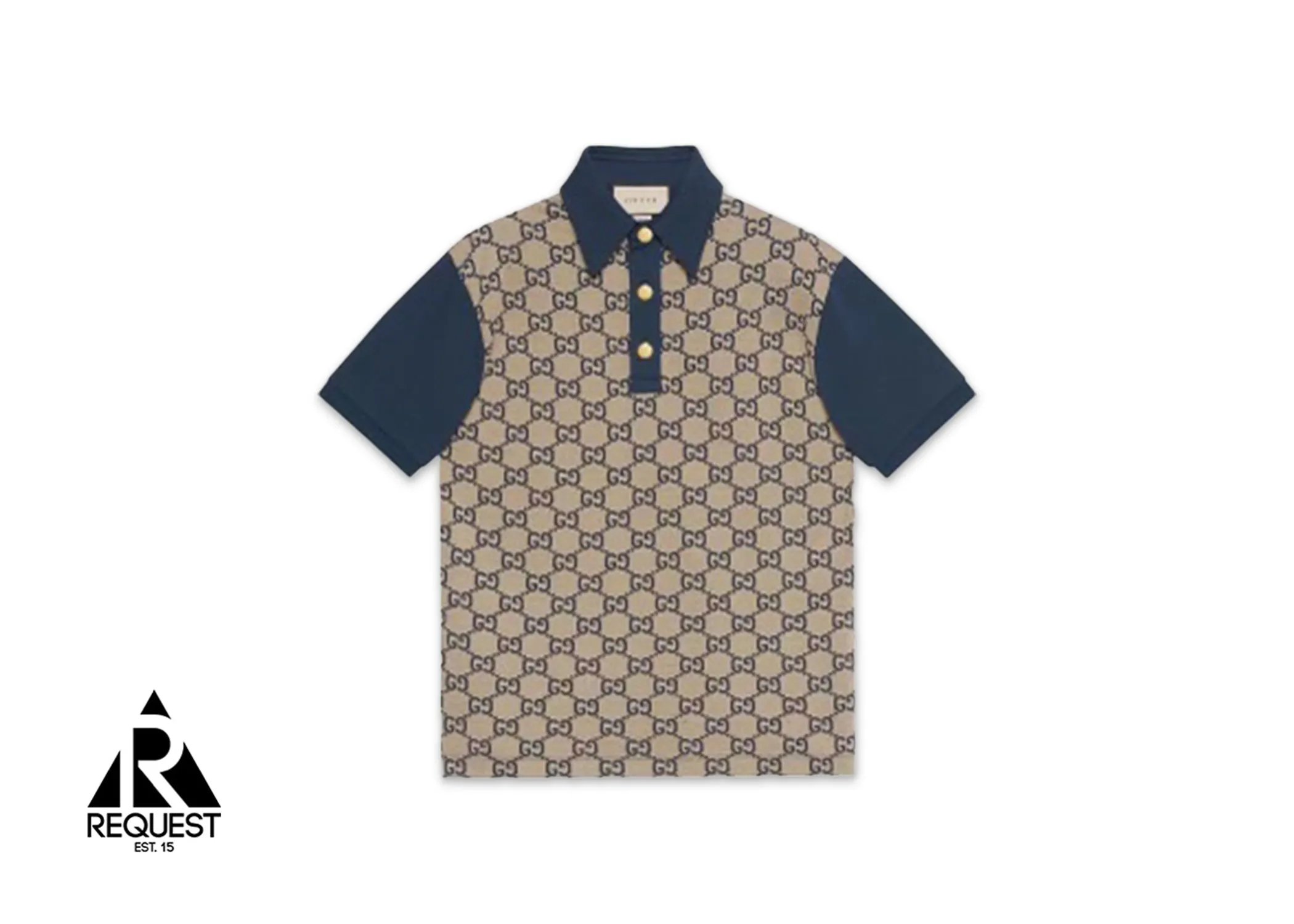 Maxi GG Monogram Polo Shirt "Navy/Tan"