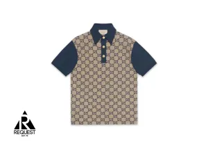 Maxi GG Monogram Polo Shirt "Navy/Tan"