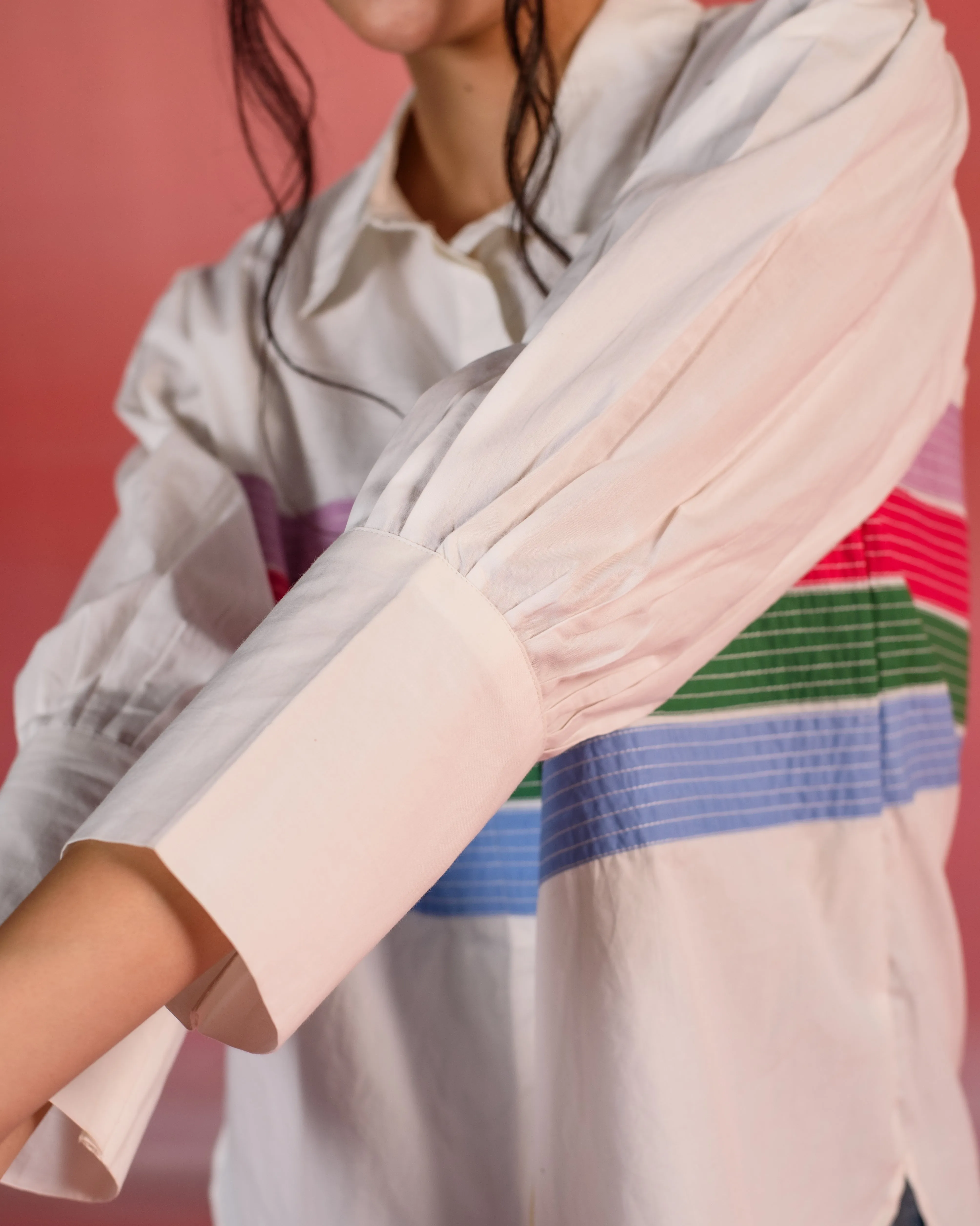 Meadow Fresh Patchwork White Poplin Shirt