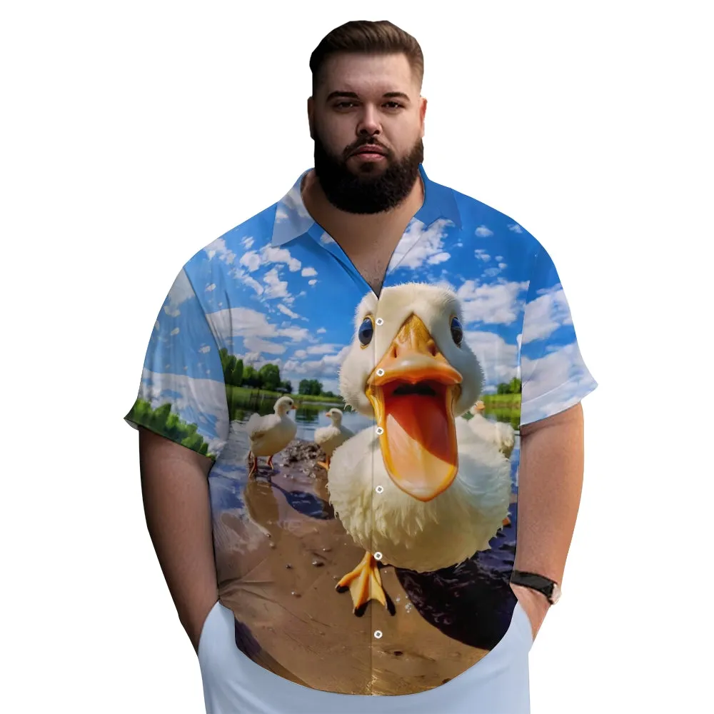 Men's Big Face Duck Print Casual Short Sleeve Shirt 2311000462