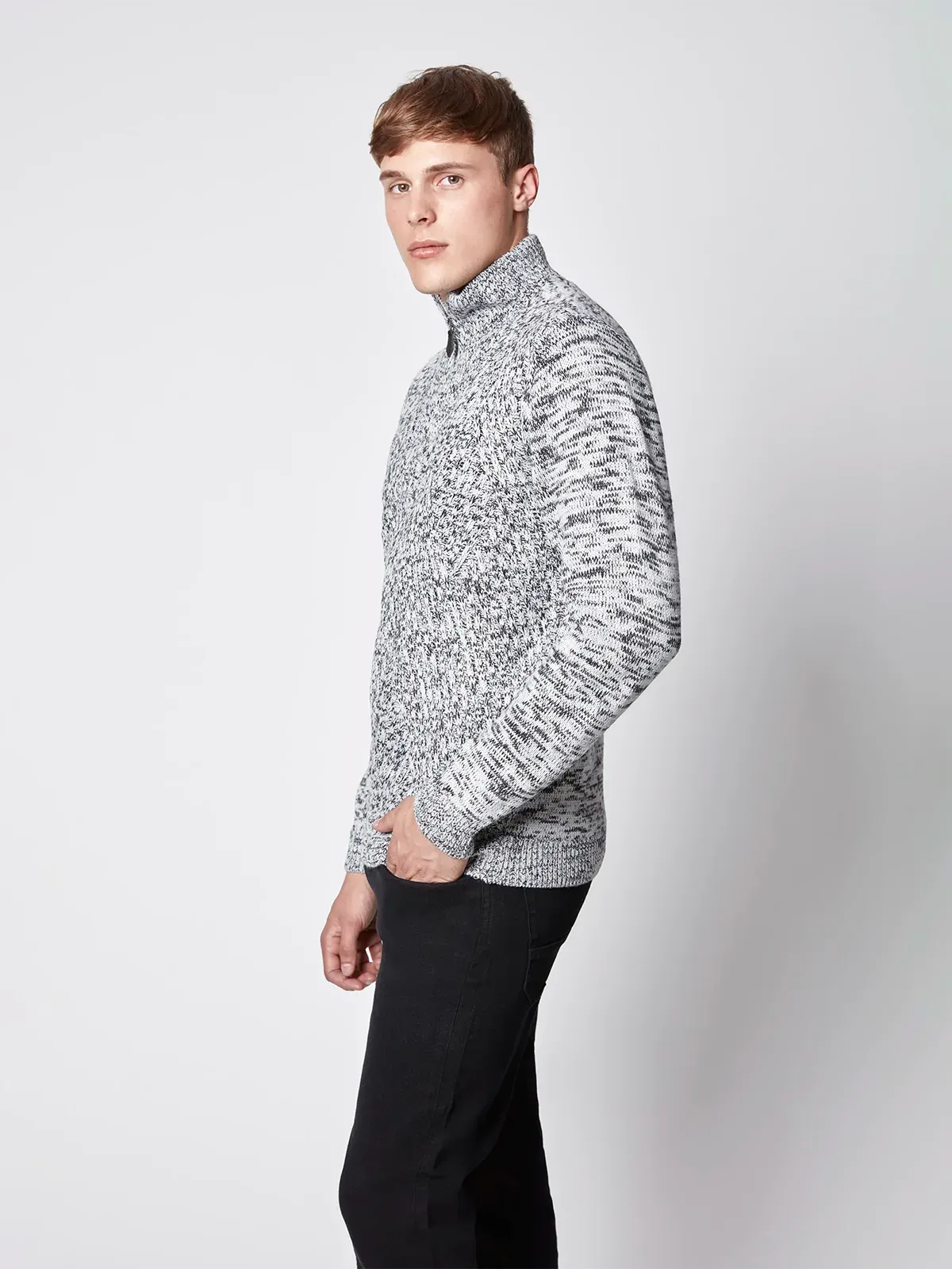 Men's Cable Knit Mock Neck Sweater