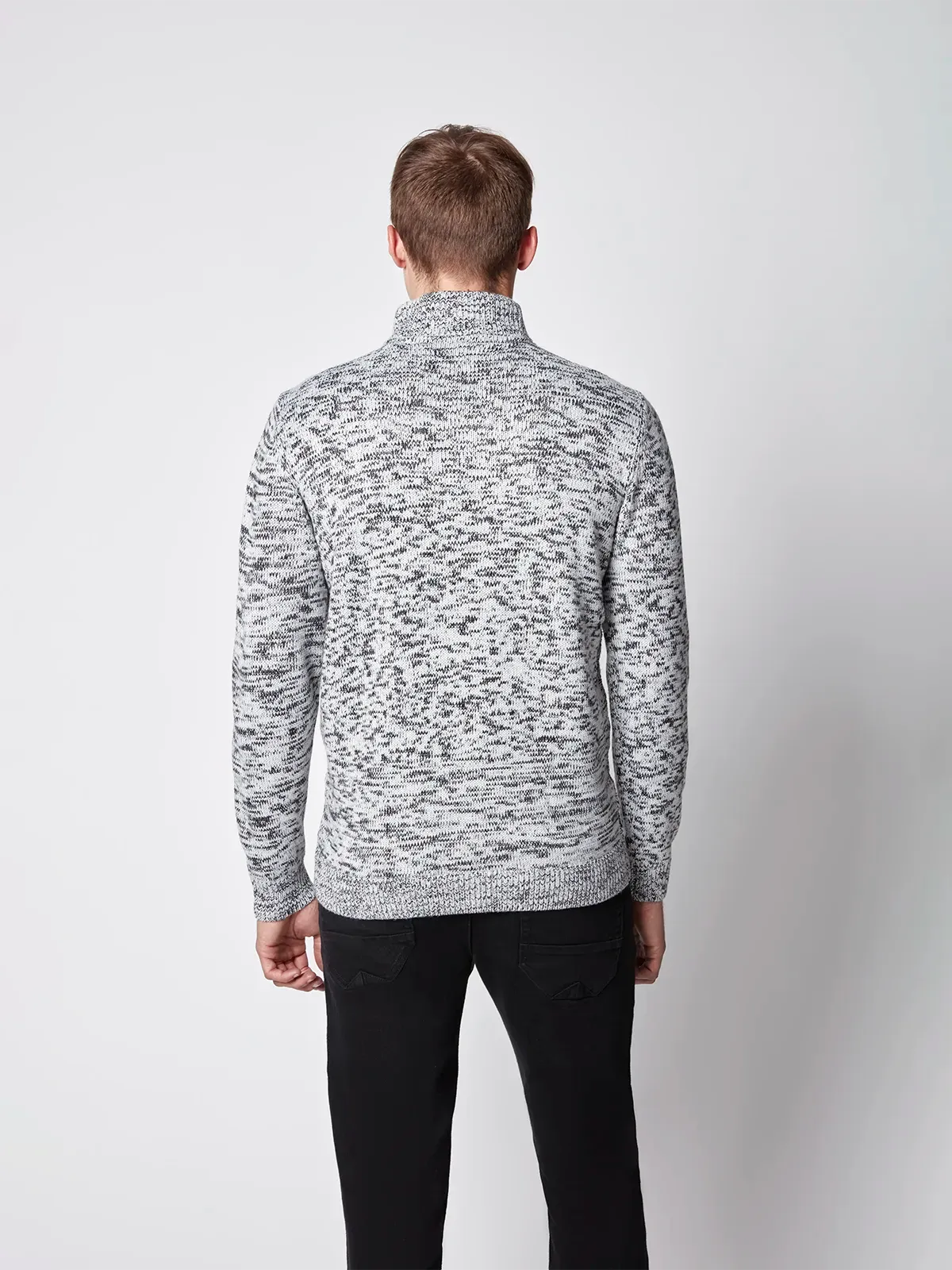 Men's Cable Knit Mock Neck Sweater