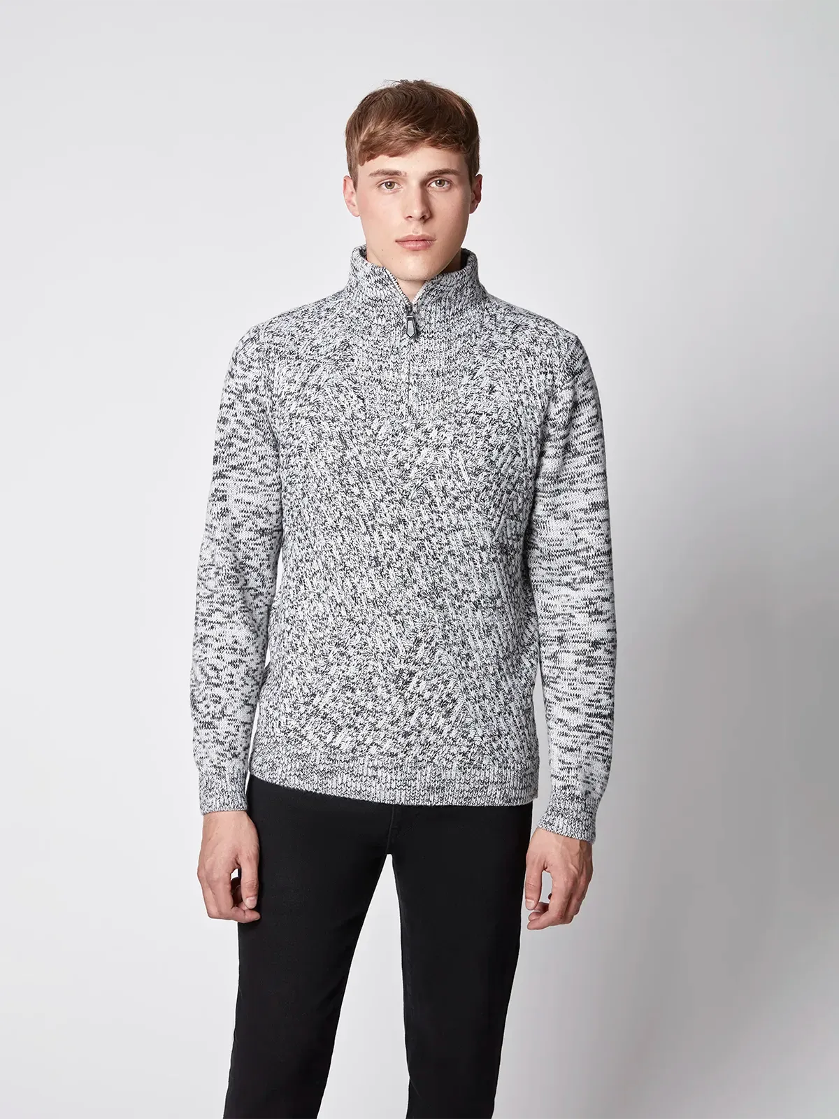 Men's Cable Knit Mock Neck Sweater