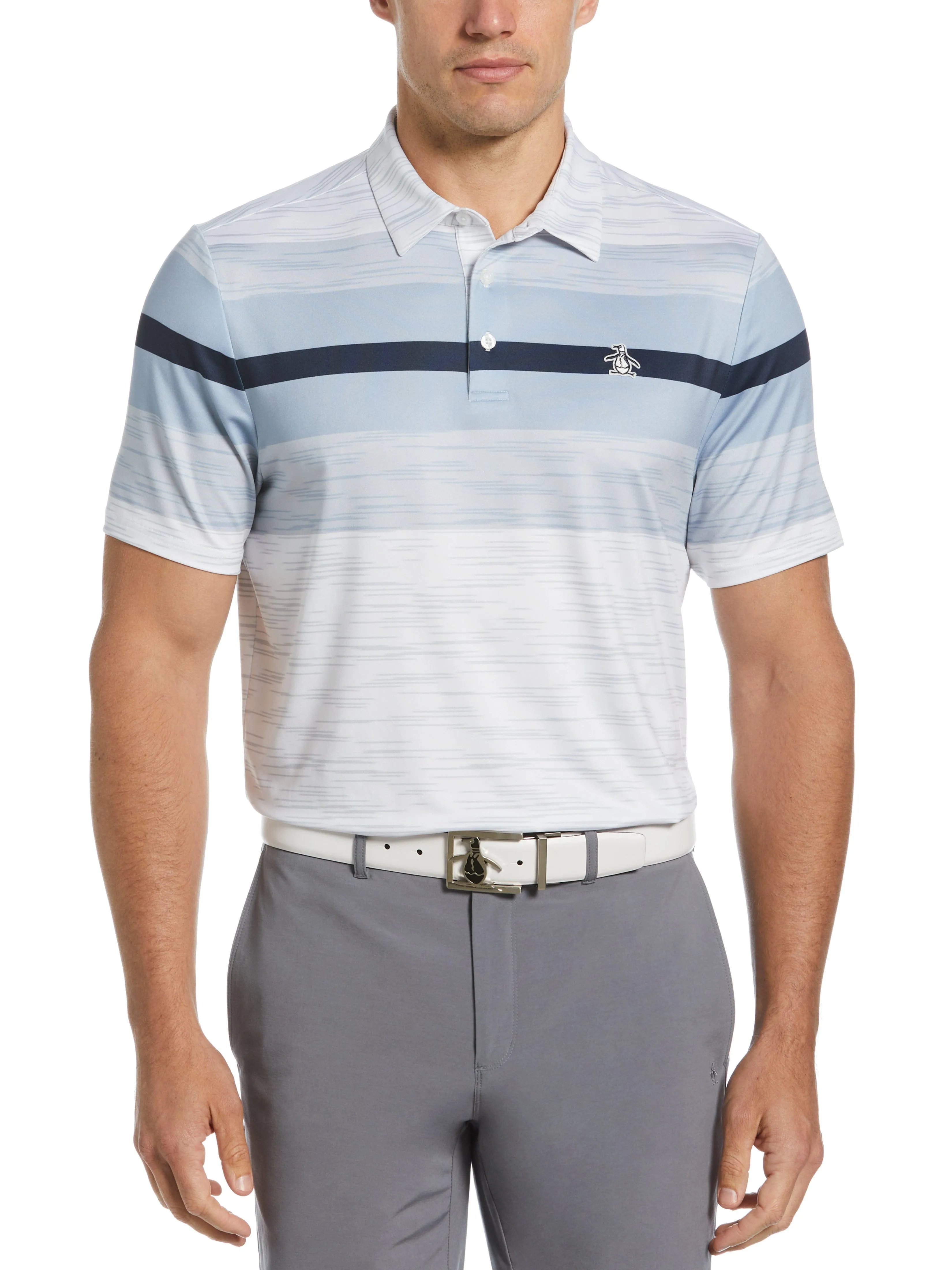 Men's Color Block Engineered Marl Stripe Polo