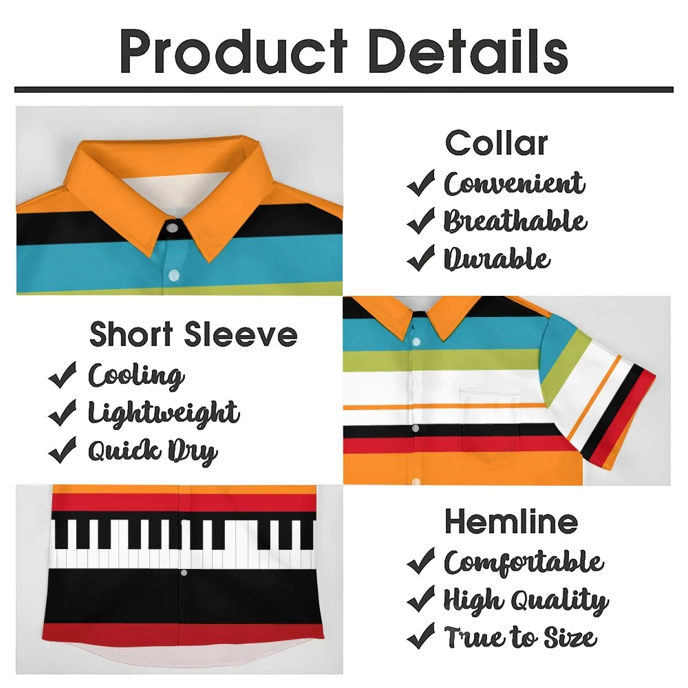 Men's Colorful Music Piano Color Block Art Print Casual Shirt 2411012429