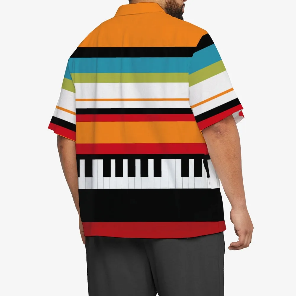 Men's Colorful Music Piano Color Block Art Print Casual Shirt 2411012429