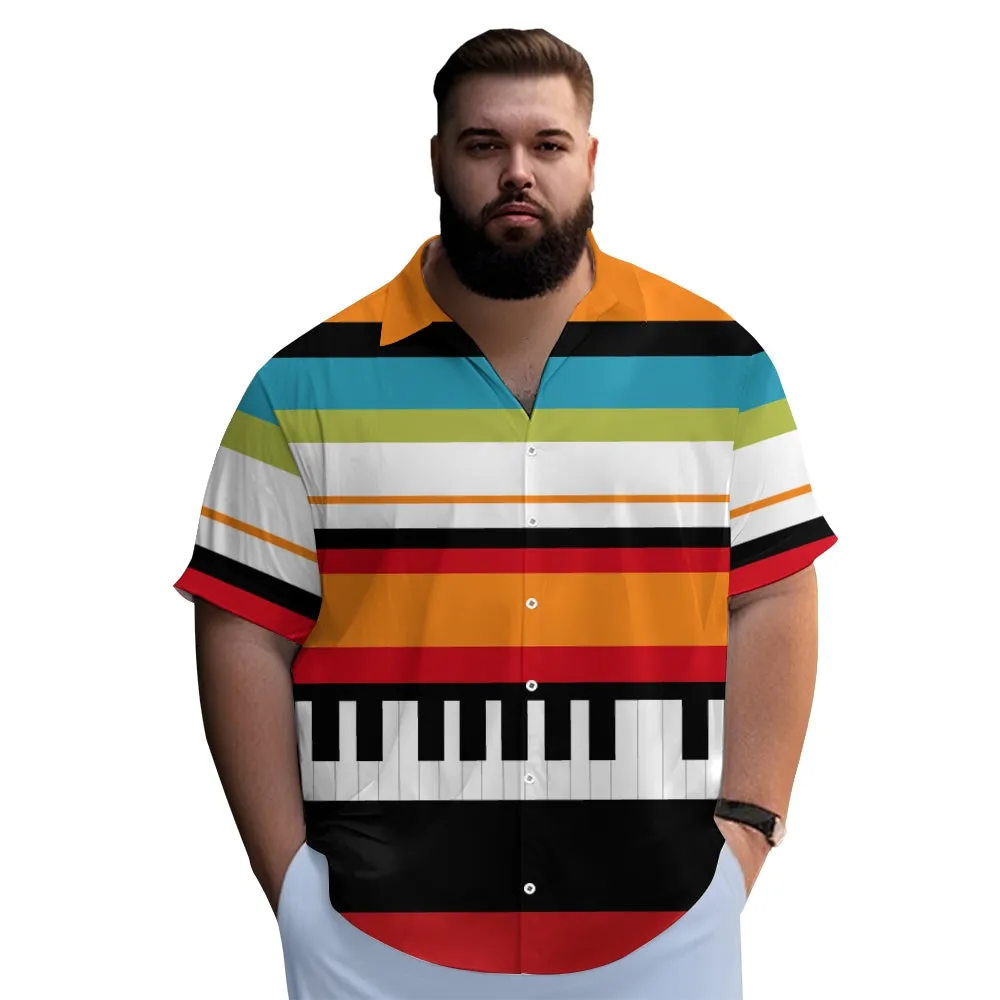 Men's Colorful Music Piano Color Block Art Print Casual Shirt 2411012429