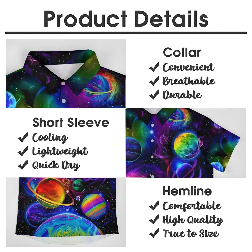 Men's Colorful Planet Casual Short Sleeve Shirt 2311000744