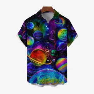 Men's Colorful Planet Casual Short Sleeve Shirt 2311000744