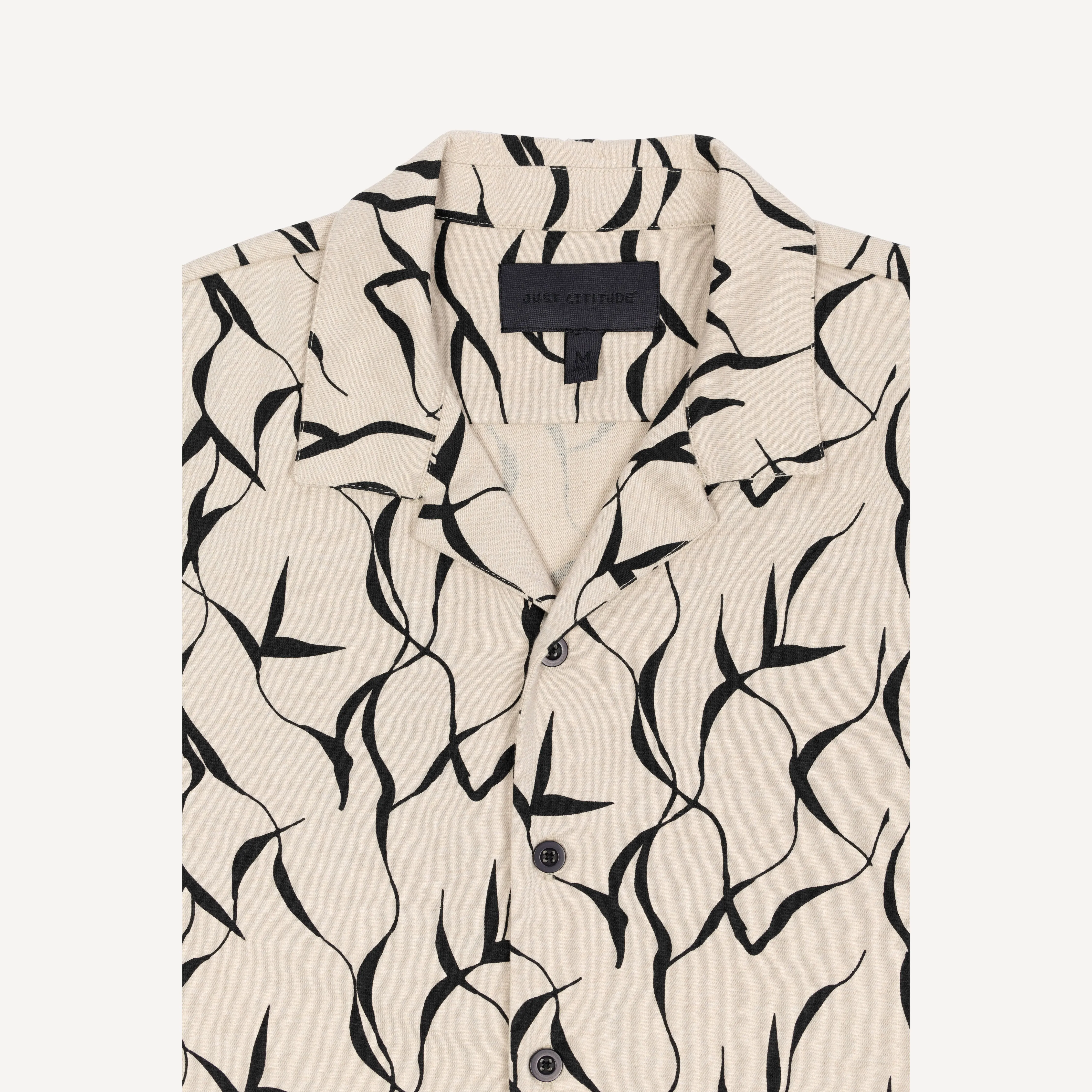 Mens Knit Camp Shirt and Short Set - Oatmeal / Stem