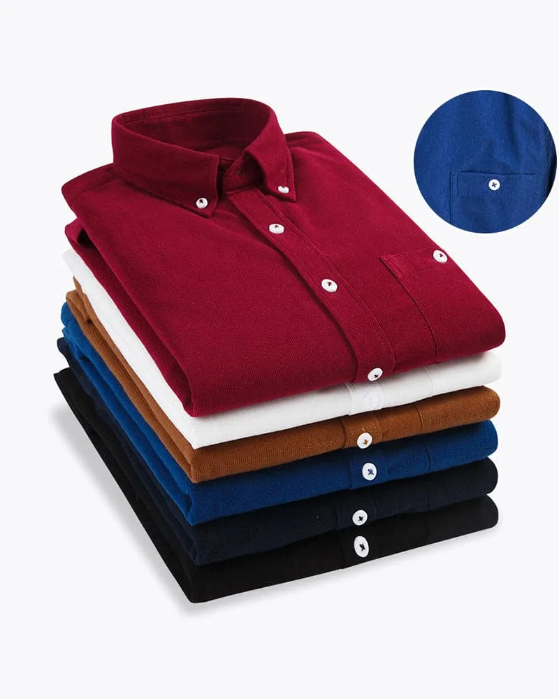 Men’s Long-Sleeve Buttoned Corduroy Shirt