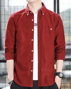 Men’s Long-Sleeve Buttoned Corduroy Shirt