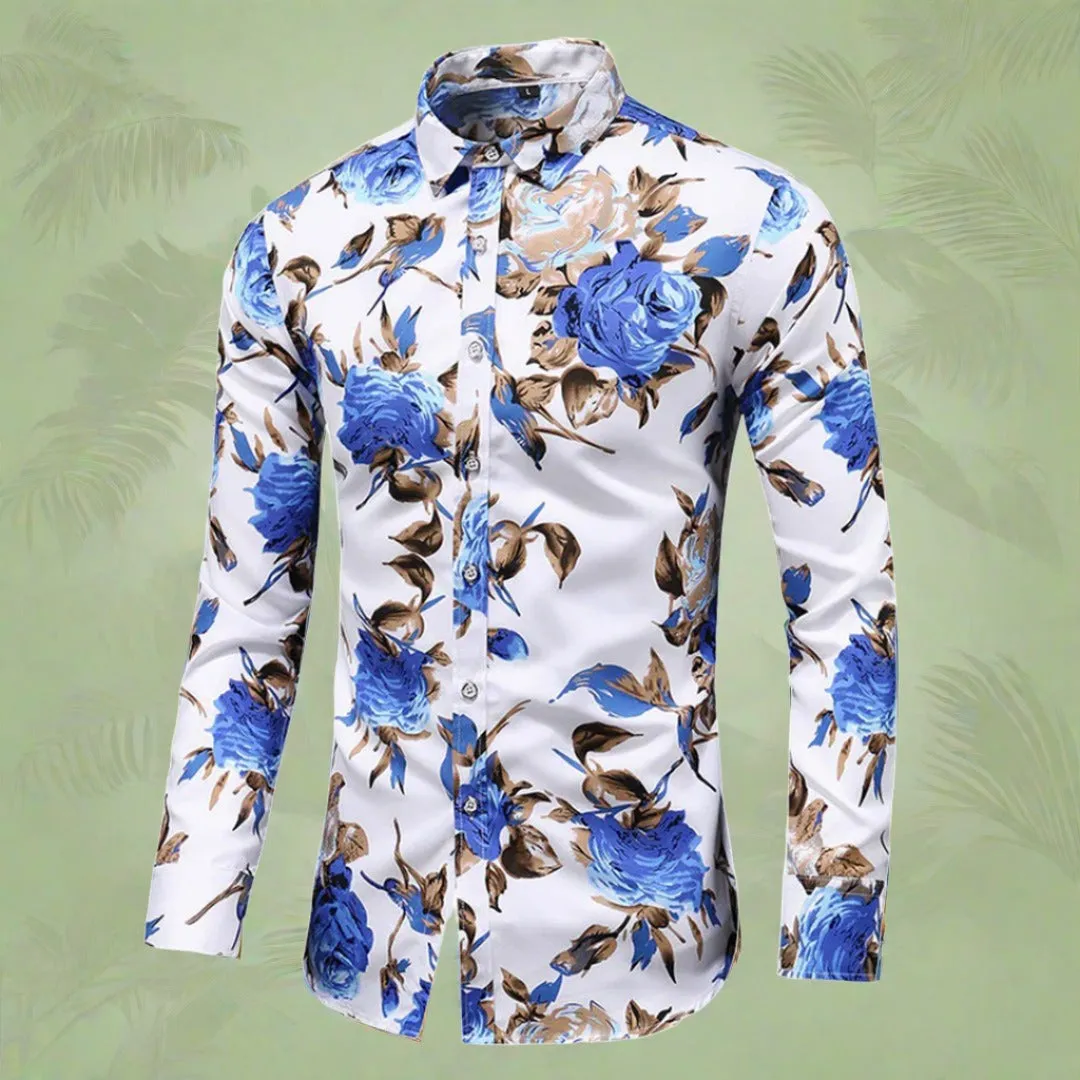 Men's Long Sleeve Buttoned Floral Shirt