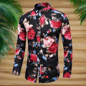 Men's Long Sleeve Buttoned Floral Shirt