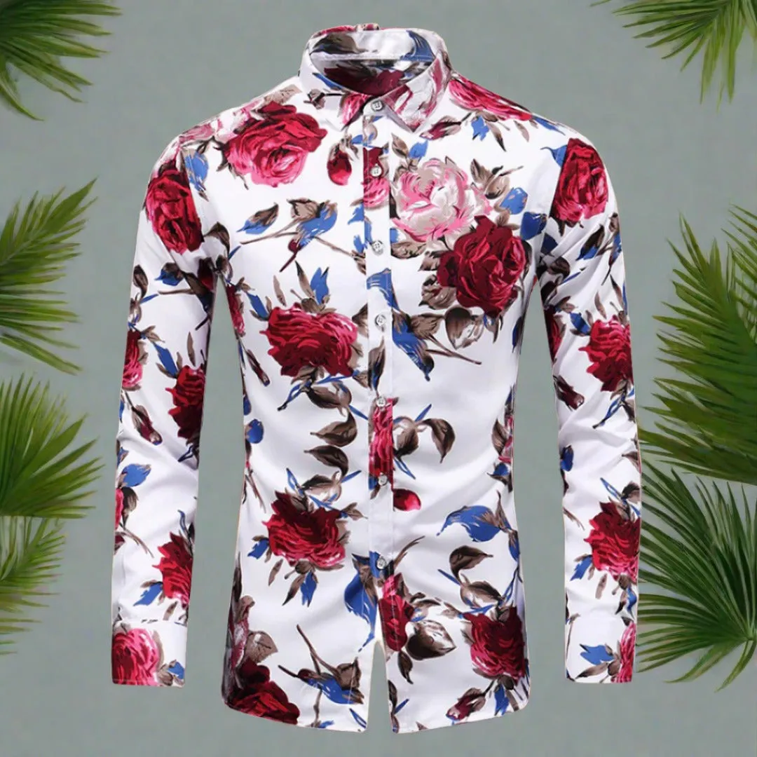 Men's Long Sleeve Buttoned Floral Shirt