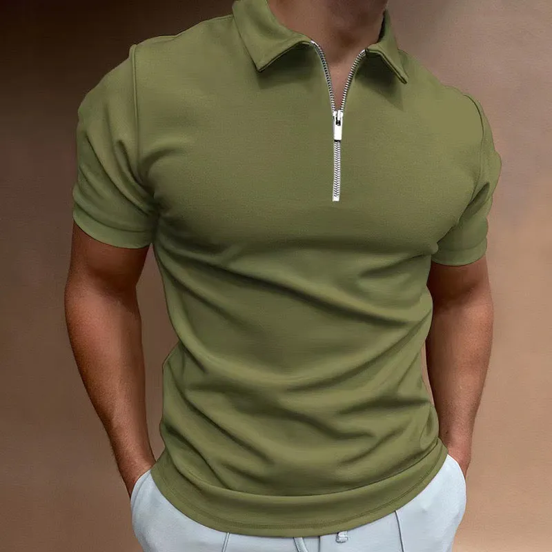Men's Modern Half-Zip Short-Sleeve Polo Shirt