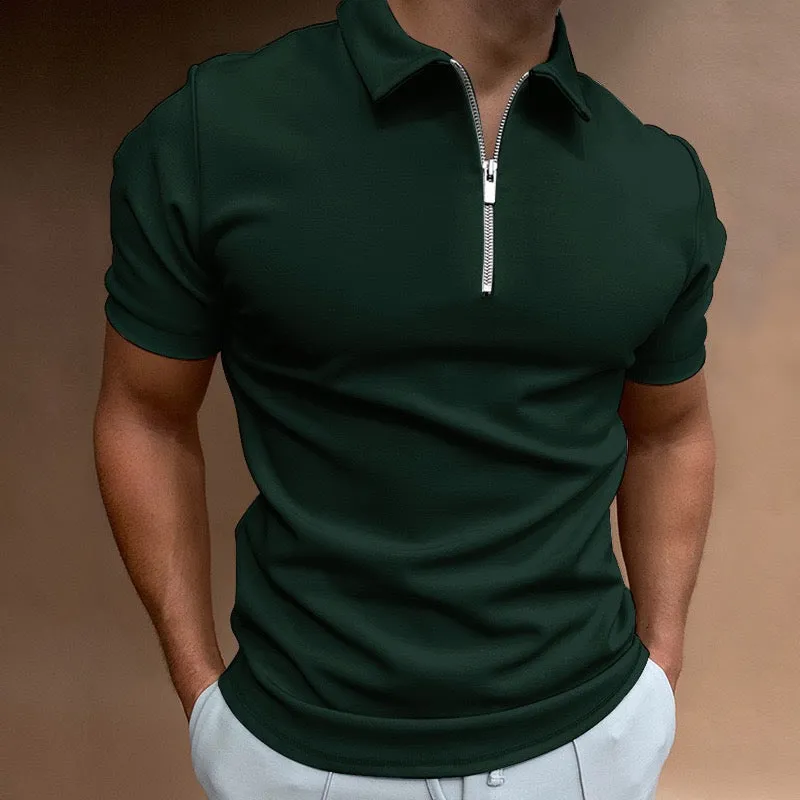 Men's Modern Half-Zip Short-Sleeve Polo Shirt