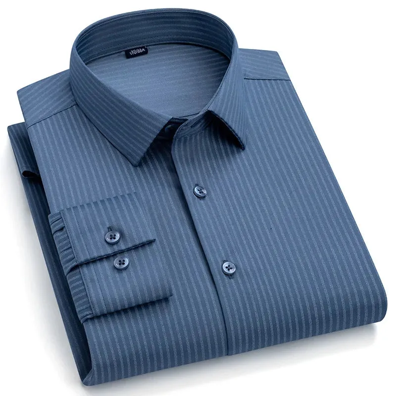 Men's Shirts Long Sleeve Slim Fit Ice Silk Non-iron Business Luxury Formal Social Dress Shirts Blouse Men Clothes