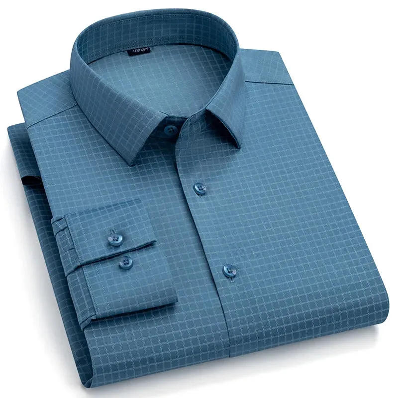 Men's Shirts Long Sleeve Slim Fit Ice Silk Non-iron Business Luxury Formal Social Dress Shirts Blouse Men Clothes