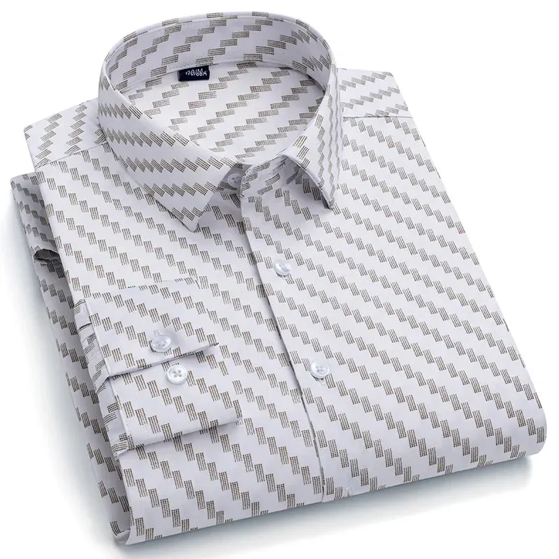 Men's Shirts Long Sleeve Slim Fit Ice Silk Non-iron Business Luxury Formal Social Dress Shirts Blouse Men Clothes
