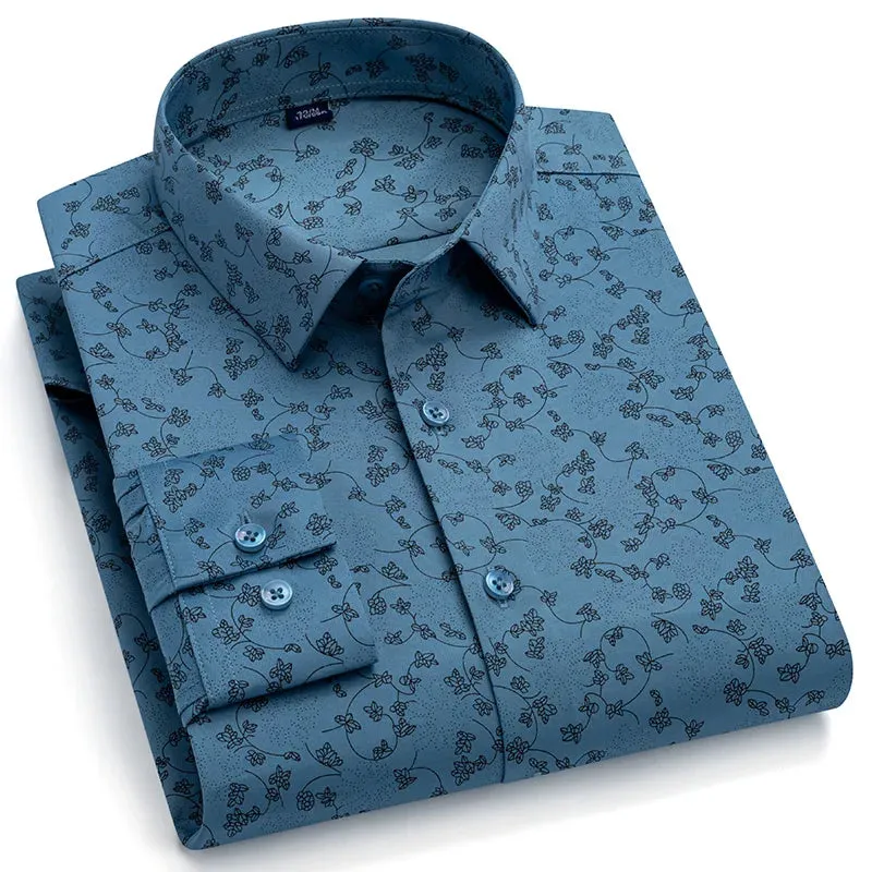Men's Shirts Long Sleeve Slim Fit Ice Silk Non-iron Business Luxury Formal Social Dress Shirts Blouse Men Clothes
