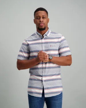 Men's Short Sleeve Hori Straight Shirt - Navy