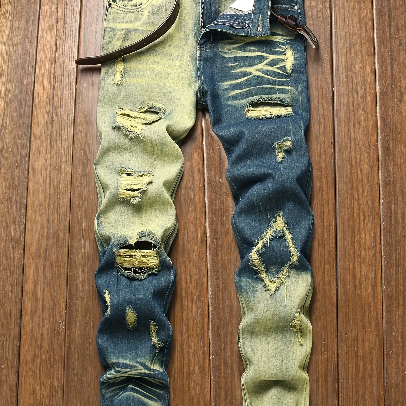 Men's Slim Fit Ripped Jeans - Casual Street Style Distressed Denim for a Trendy Look