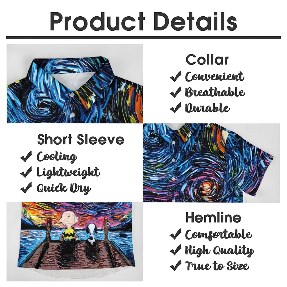 Men's Starry Sky Cartoon Character Casual Short Sleeve Shirt 2311000135