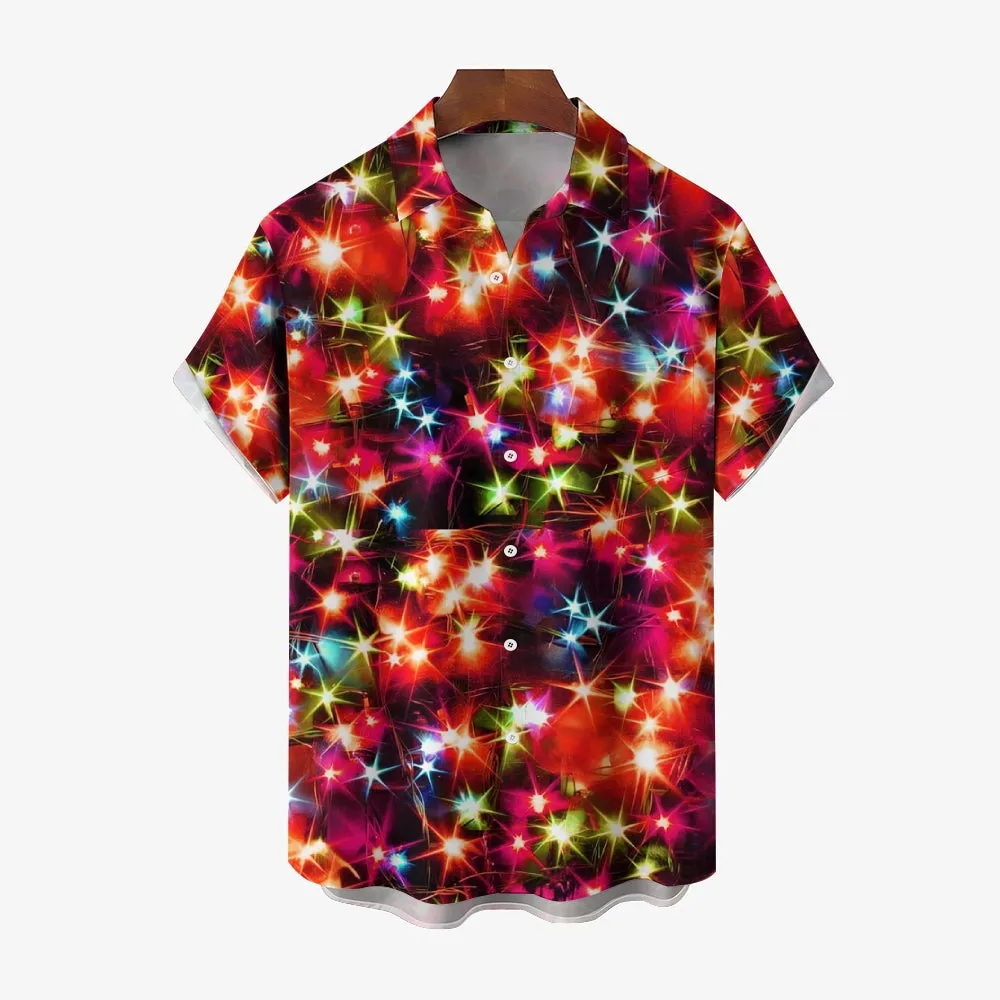 Men's String Light Print Short Sleeve Shirt 2310000675