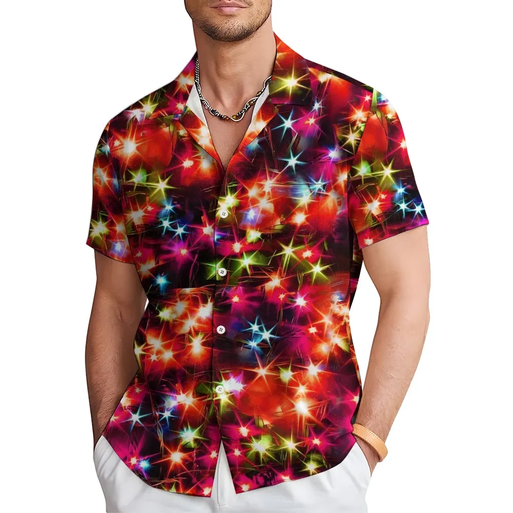 Men's String Light Print Short Sleeve Shirt 2310000675