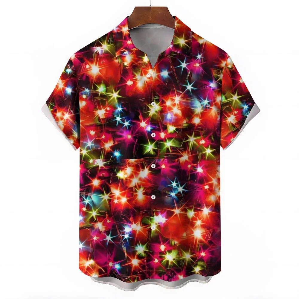 Men's String Light Print Short Sleeve Shirt 2310000675