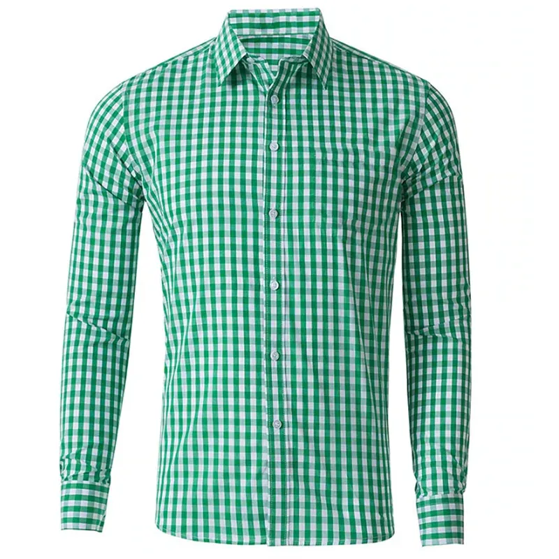 Men's Tall Plaid Long Sleeve Self-Cultivation Shirt
