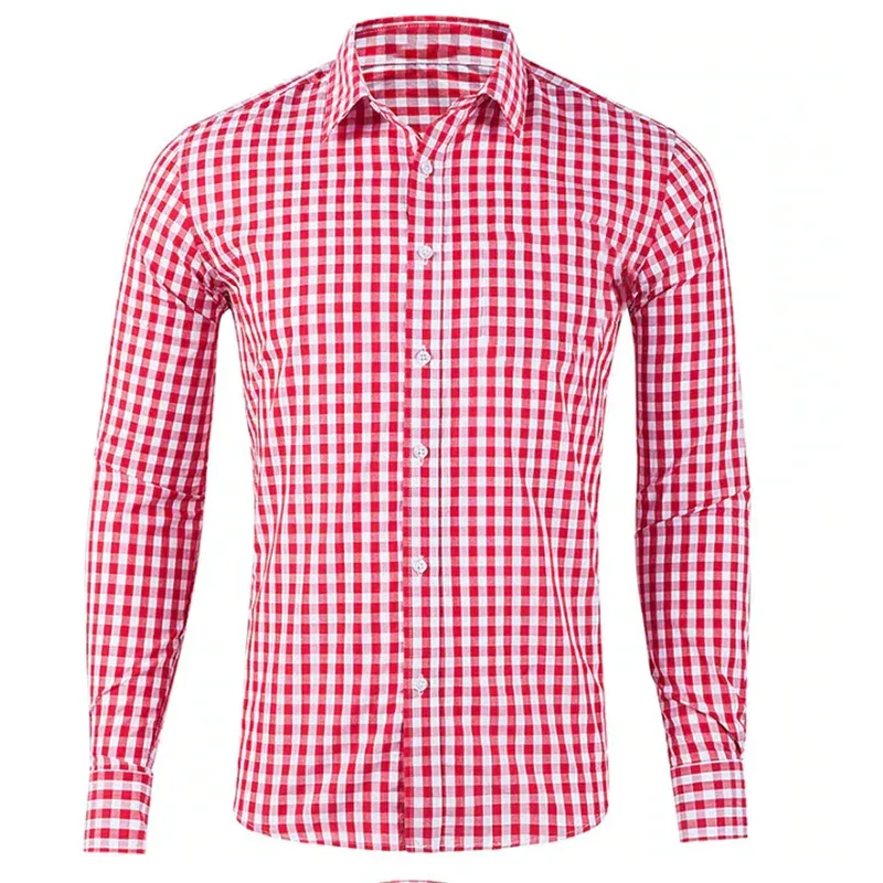 Men's Tall Plaid Long Sleeve Self-Cultivation Shirt