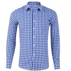Men's Tall Plaid Long Sleeve Self-Cultivation Shirt