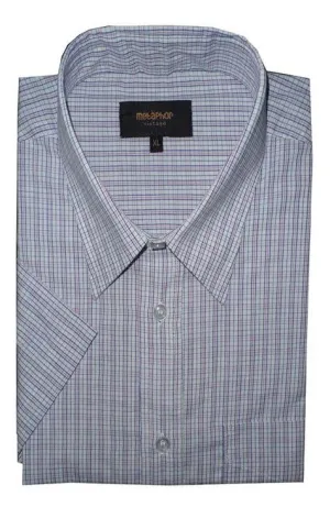 METAPHOR POLY COTTON CHECKED SHORT SLEEVED SHIRTS IN SIZE MEDIUM-6XL, 4 COLORS