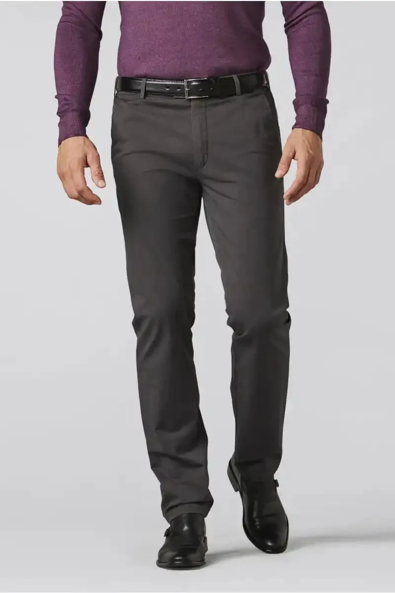 Meyer Mens Chino Trousers Roma Luxury Cotton 9-316/08 Charcoal Grey