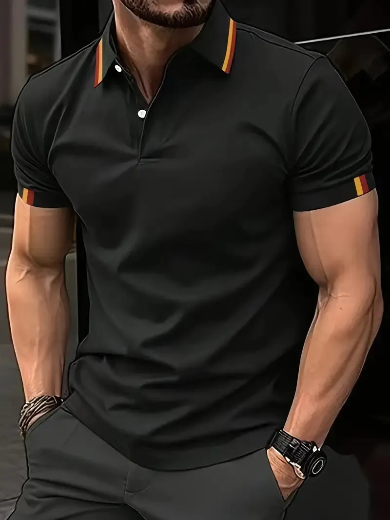 Michael Men's Casual Short-Sleeve Color-Block Shirt
