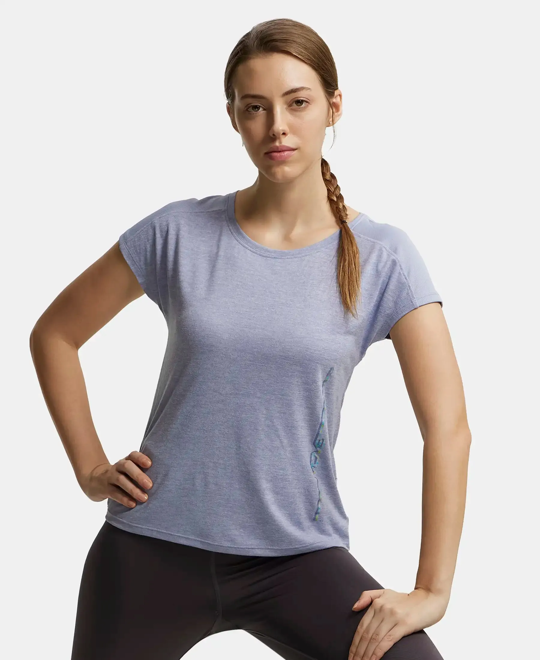 Microfiber Fabric Breathable Mesh Relaxed Fit Graphic Printed Round Neck Half Sleeve T-Shirt - Eventide