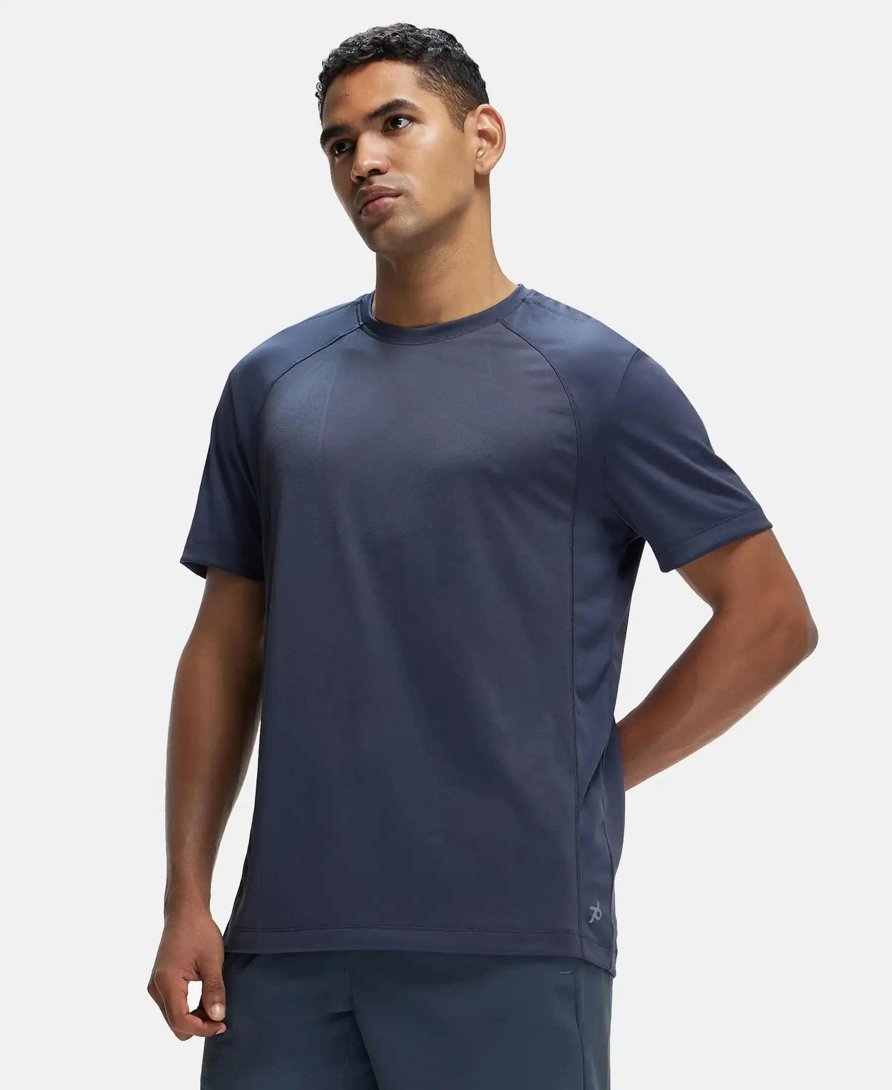 Microfiber Fabric Round Neck Half Sleeve T-Shirt with Breathable Mesh - Graphite