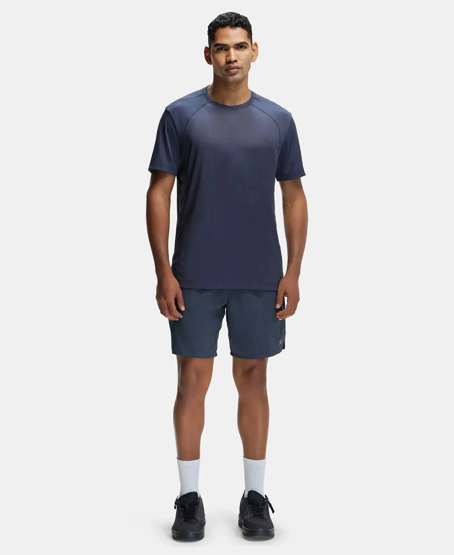 Microfiber Fabric Round Neck Half Sleeve T-Shirt with Breathable Mesh - Graphite