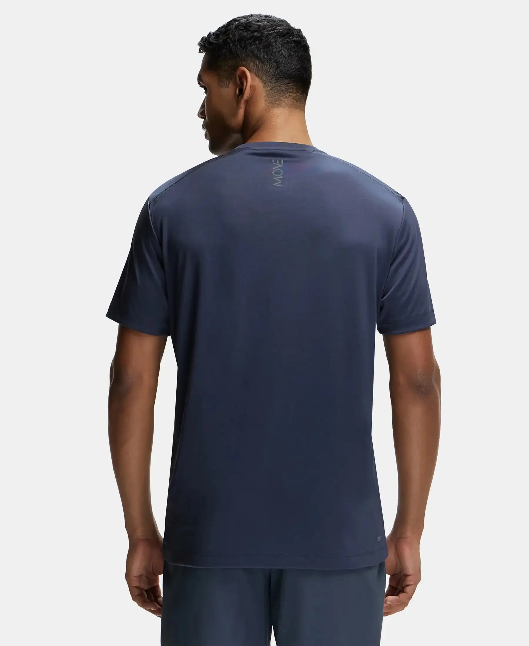 Microfiber Fabric Round Neck Half Sleeve T-Shirt with Breathable Mesh - Graphite