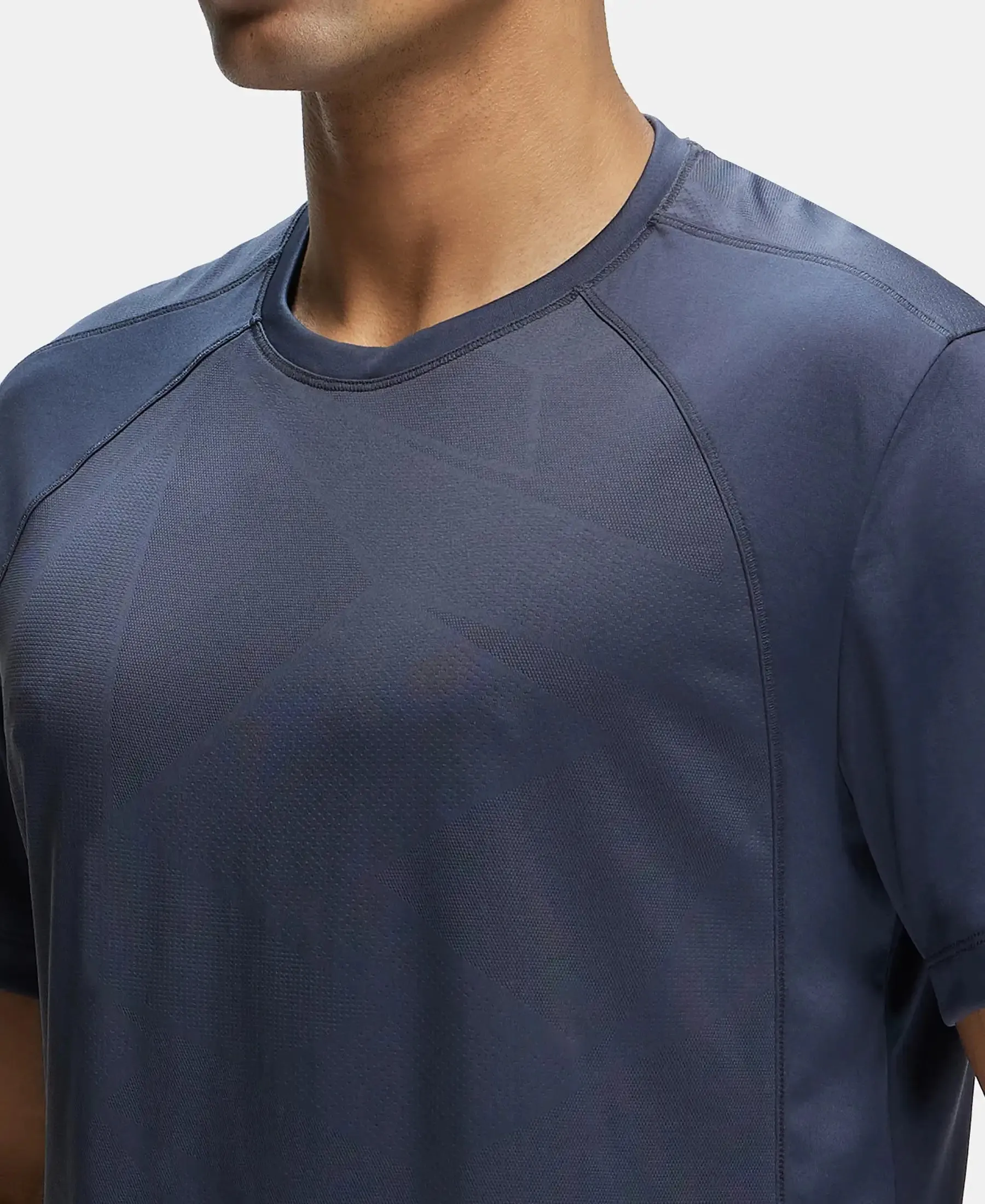 Microfiber Fabric Round Neck Half Sleeve T-Shirt with Breathable Mesh - Graphite