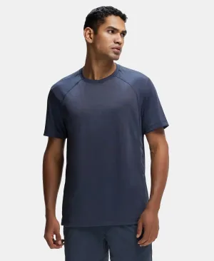 Microfiber Fabric Round Neck Half Sleeve T-Shirt with Breathable Mesh - Graphite