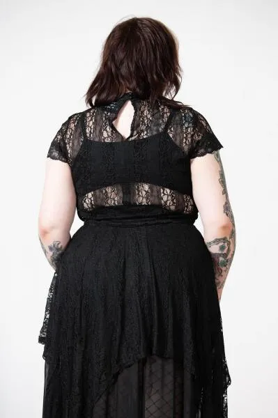 Moon Rays Lace Crop Top - Black -