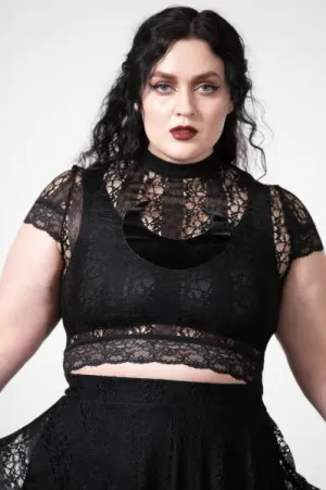 Moon Rays Lace Crop Top - Black -