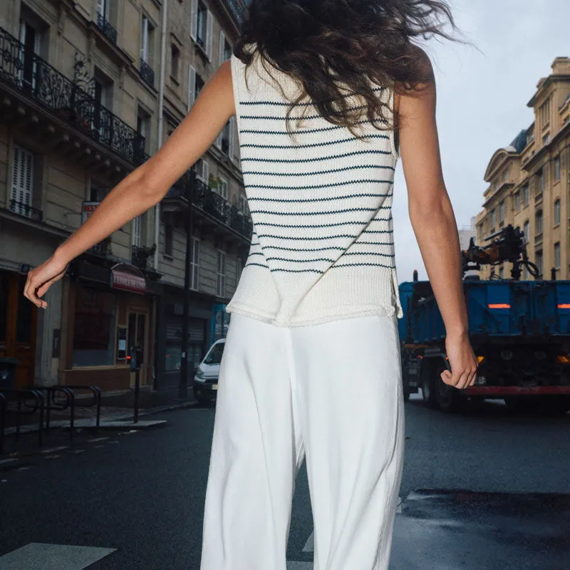 MOS MOSH MMAubin SL Stripe Knit Top in Ecru