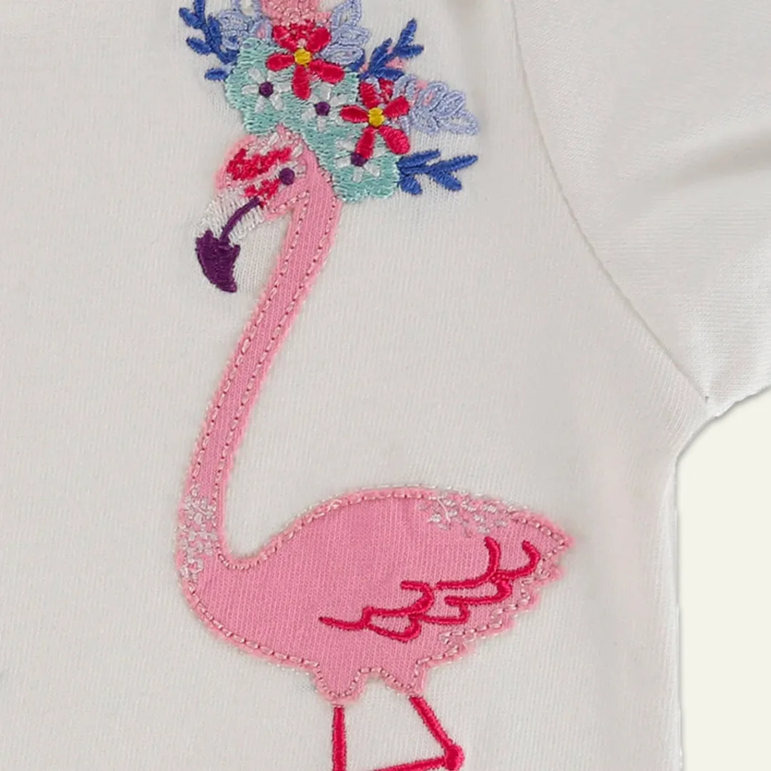 Multicoloured Flamingo And Stripe Print Top And Legging Set