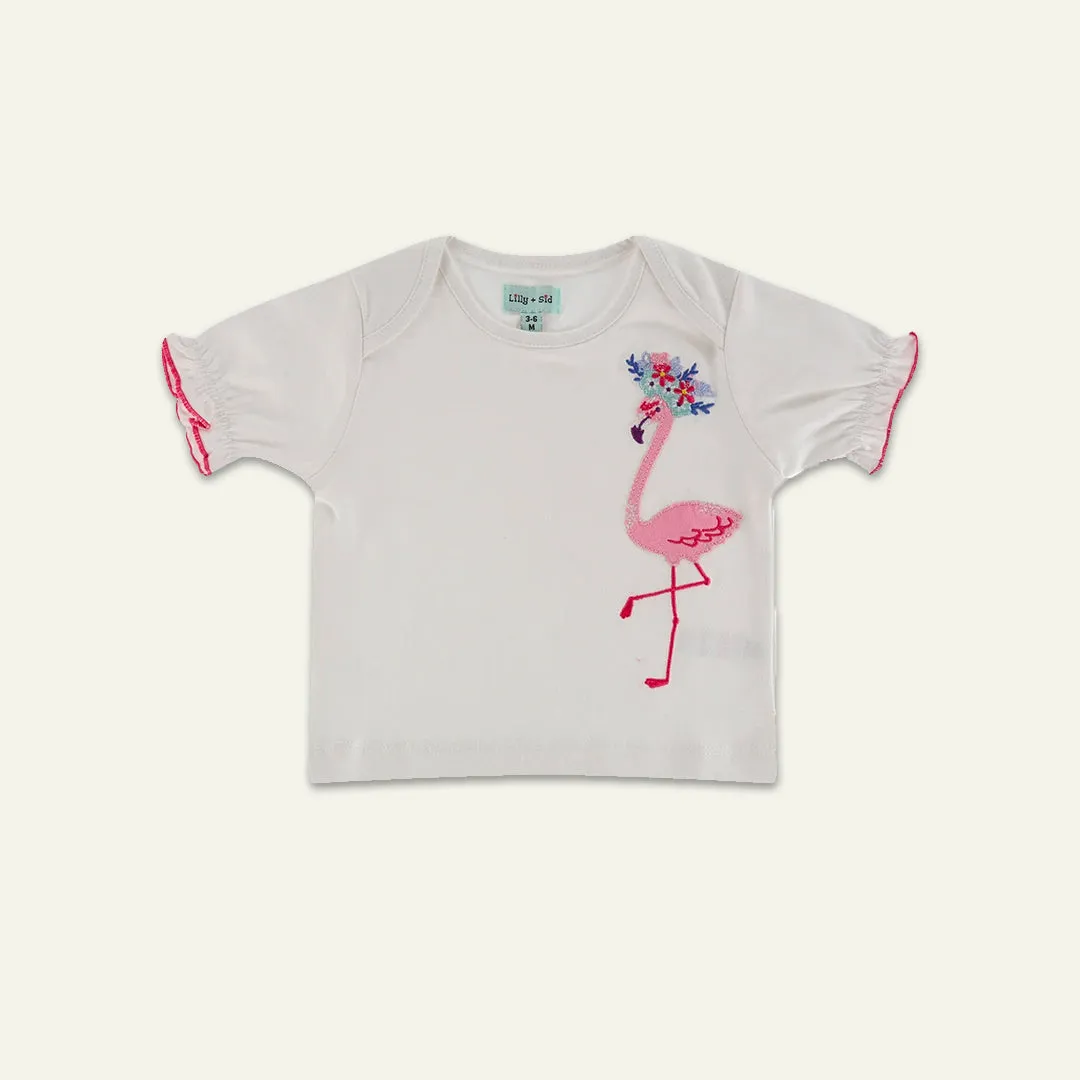 Multicoloured Flamingo And Stripe Print Top And Legging Set