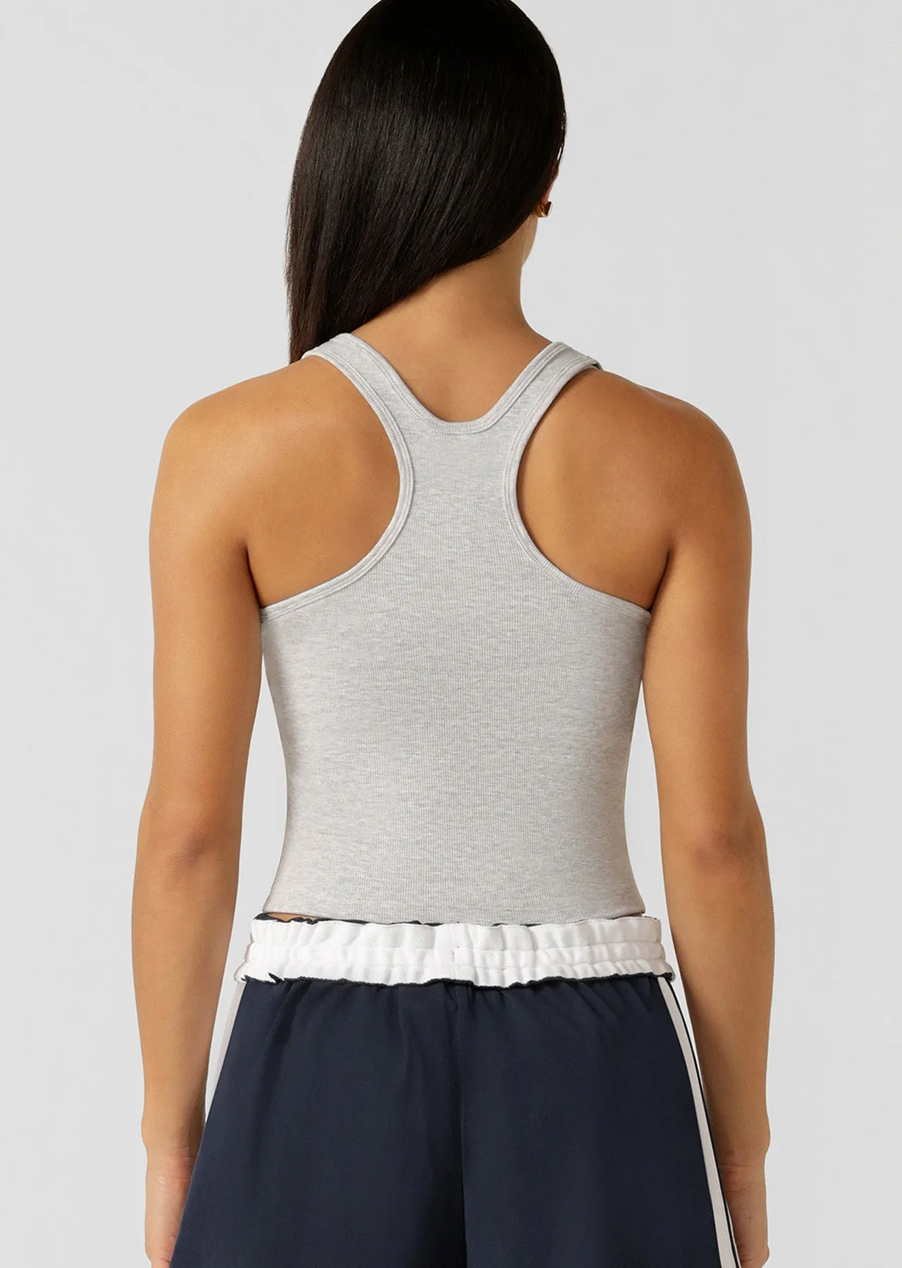 Muse Rib Tank | Light Grey Marl